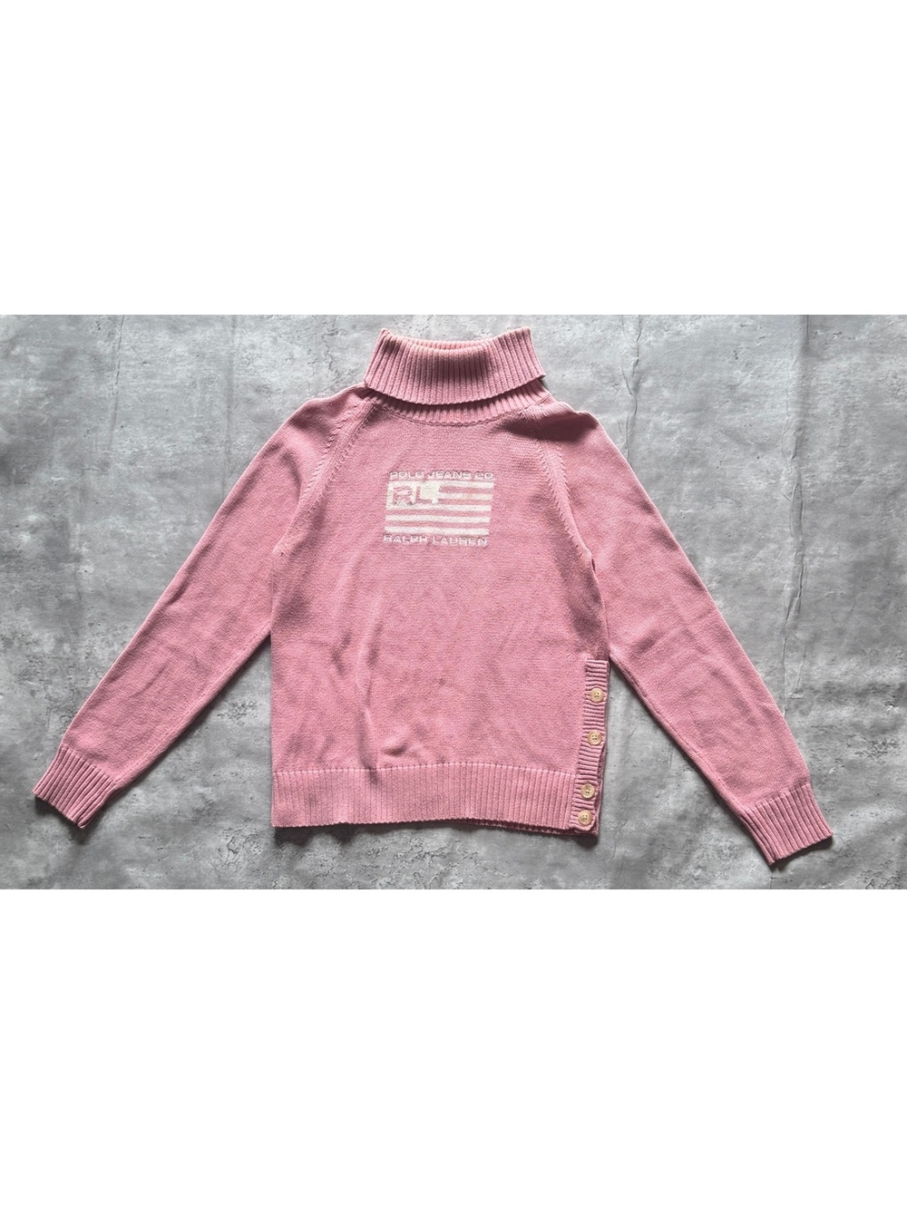 Retro Ralph Lauren Polo Pink Turtleneck Sweater Size Medium